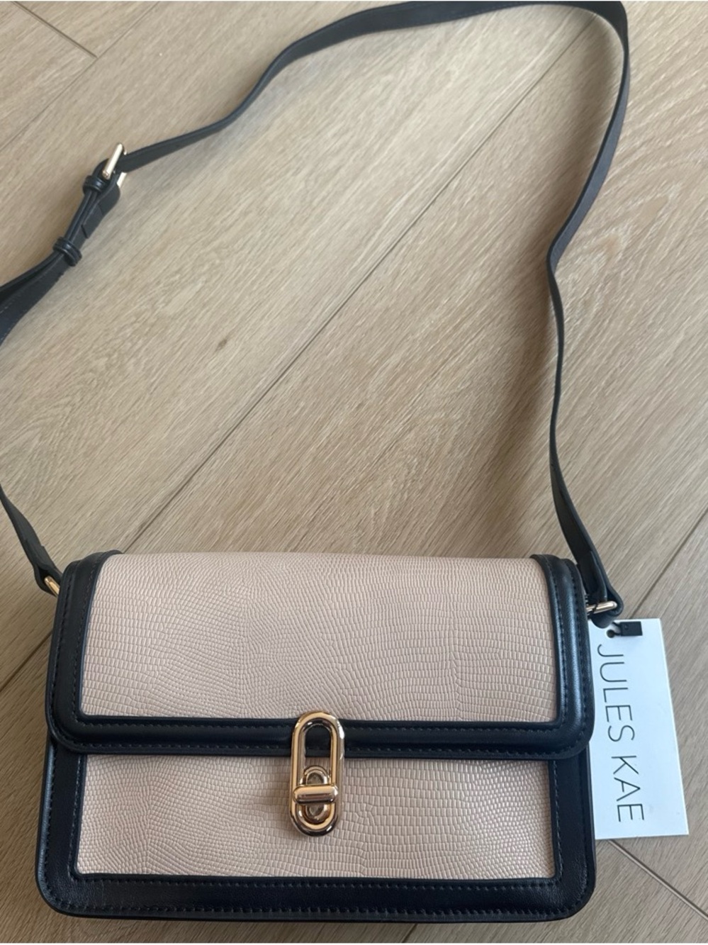 Jules Kae Two-Tone Beige and Black Crossbody Shoulder Bag